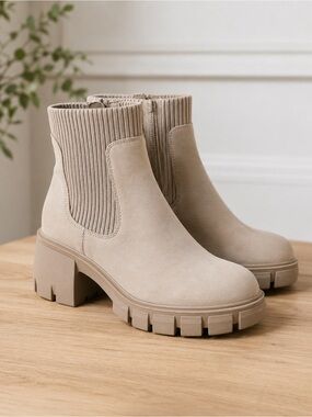 Kyrie Chunky Heel Ankle Sock Boots with Memory Foam Insole from Universal Threa